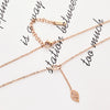 Wholesale Women's Pull Adjustable Frosted Leaves Titanium Steel Rose Gold Clavicle Necklace With O Chain