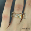 Wholesale Women's Punk Geometric Design Copper Ring With Zirconia