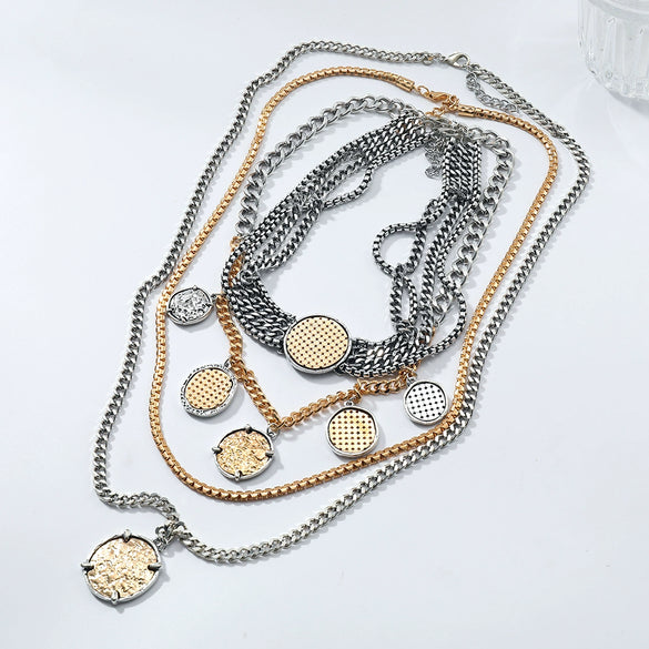 Wholesale Women's Punk Hiphop Style Zinc Alloy Ball Chain Necklace With Geometric Pattern And Electroplating Design