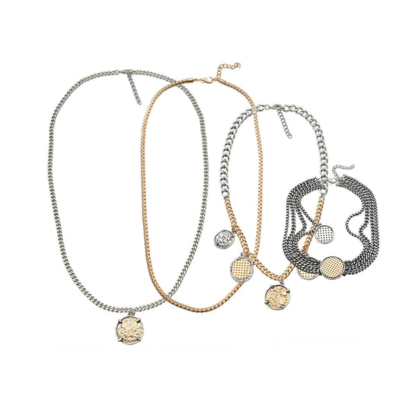 Wholesale Women's Punk Hiphop Style Zinc Alloy Ball Chain Necklace With Geometric Pattern And Electroplating Design
