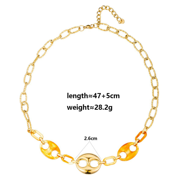 Wholesale Women's Punk Leopard Print And Geometric Stainless Steel Electroplated Figureeight Necklace