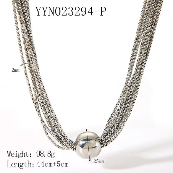 Wholesale Women's Punk Multilayer Stainless Steel And Titanium Steel Clavicle Chain With Vacuum Real Gold Electroplating In Pvd Furnace Geometric And Personality Style