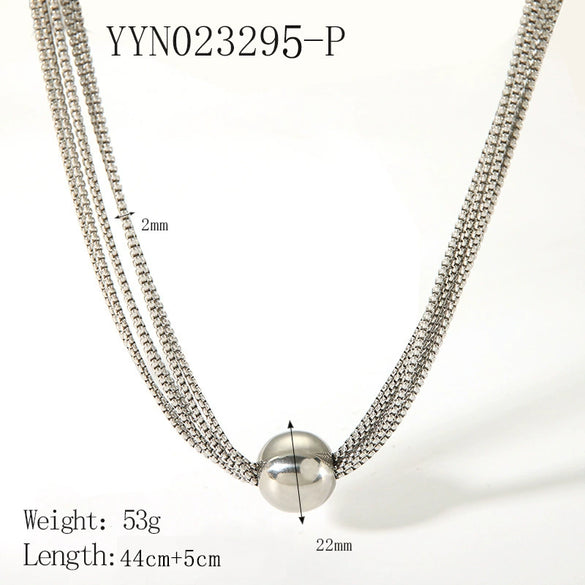 Wholesale Women's Punk Multilayer Stainless Steel And Titanium Steel Clavicle Chain With Vacuum Real Gold Electroplating In Pvd Furnace Geometric And Personality Style