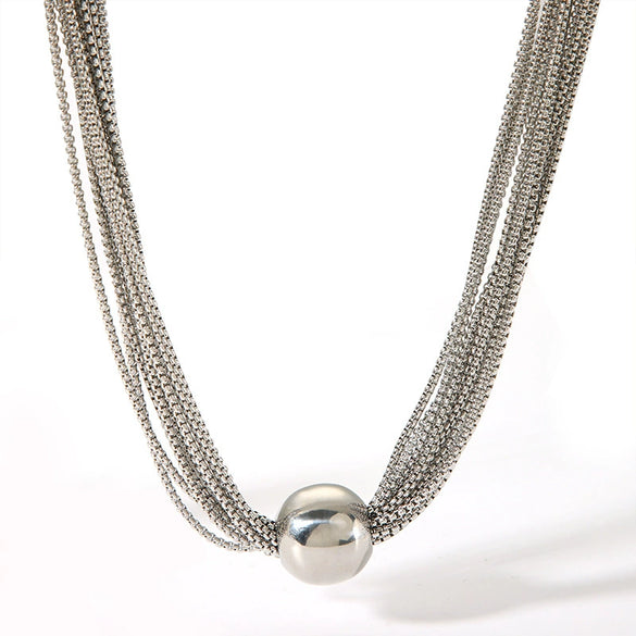 Wholesale Women's Punk Multilayer Stainless Steel And Titanium Steel Clavicle Chain With Vacuum Real Gold Electroplating In Pvd Furnace Geometric And Personality Style