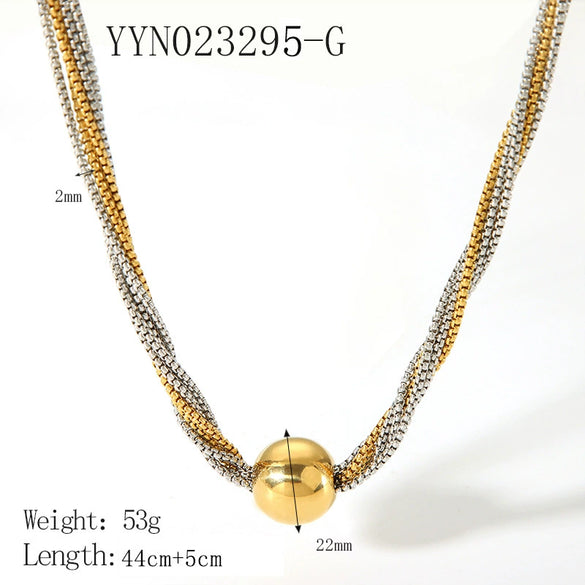 Wholesale Women's Punk Multilayer Stainless Steel And Titanium Steel Clavicle Chain With Vacuum Real Gold Electroplating In Pvd Furnace Geometric And Personality Style