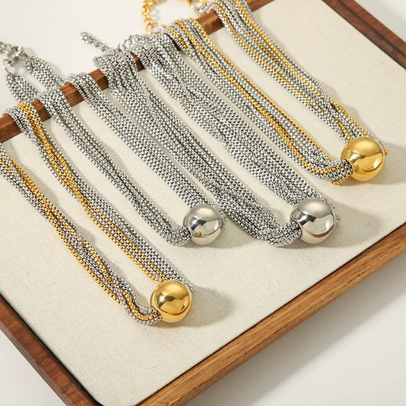 Wholesale Women's Punk Multilayer Stainless Steel And Titanium Steel Clavicle Chain With Vacuum Real Gold Electroplating In Pvd Furnace Geometric And Personality Style