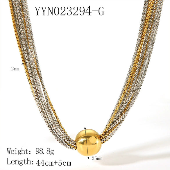 Wholesale Women's Punk Multilayer Stainless Steel And Titanium Steel Clavicle Chain With Vacuum Real Gold Electroplating In Pvd Furnace Geometric And Personality Style