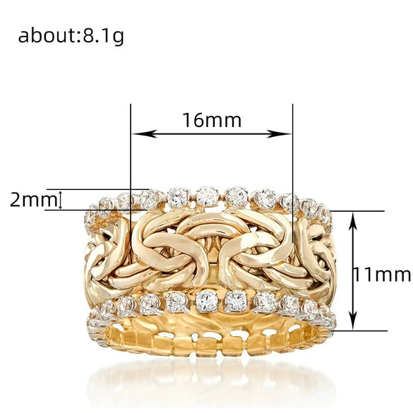 Wholesale Women's Punk Style Copper Ring With Inlaid Zircon And Geometric Pattern