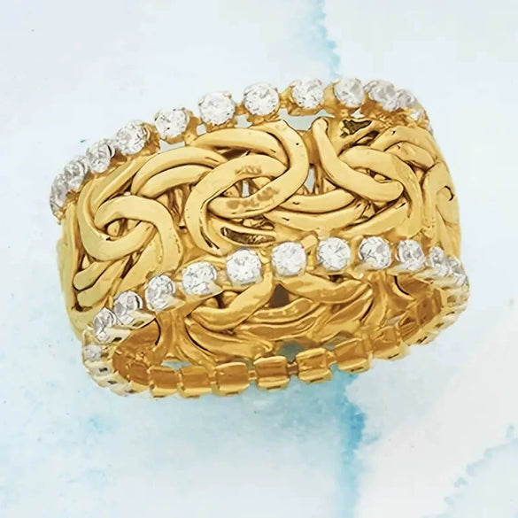 Wholesale Women's Punk Style Copper Ring With Inlaid Zircon And Geometric Pattern