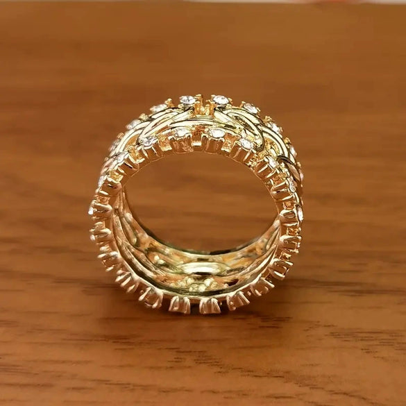 Wholesale Women's Punk Style Copper Ring With Inlaid Zircon And Geometric Pattern