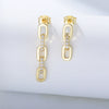 Wholesale Women's Punk Style 925 Sterling Silver Geometric Zircon Earrings With Chain Design