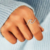 Wholesale Women's 925 Pure Silver Geometric Sea Wave Zircon Ring With Electroplating
