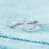 Wholesale Women's 925 Pure Silver Geometric Sea Wave Zircon Ring With Electroplating