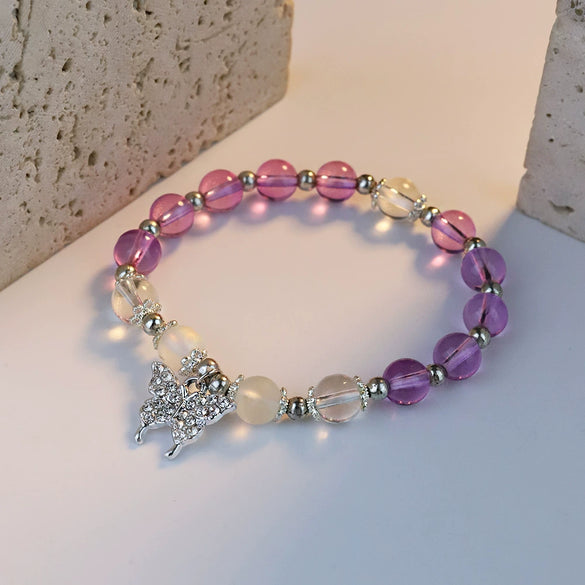 Wholesale Women's Purple Artificial Crystal Geometric Style Purely Handmade Bracelet Jewelry