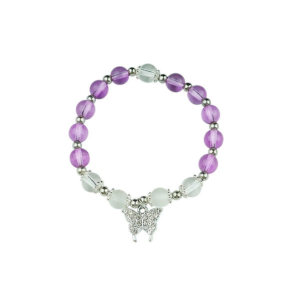 Wholesale Women's Purple Artificial Crystal Geometric Style Purely Handmade Bracelet Jewelry