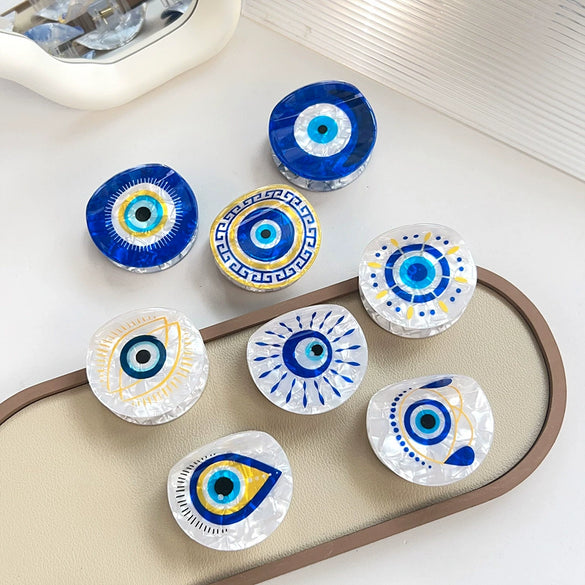Wholesale Women's Pvc Geometric Handmade Devil's Eye Hairpin Shark Clip Headwear