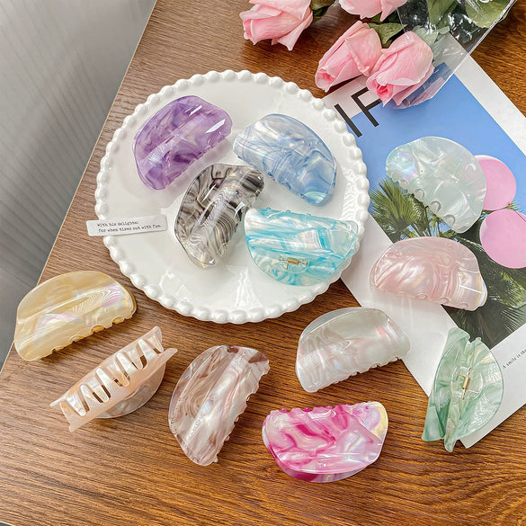 Wholesale Women's Pvc Handmade Small Fresh Style Semiround Starry Sky Grab Clip Hair Accessories