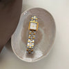 Wholesale Women's Quartz Watch Square Goldtone Steel Band Diamondencrusted With Motherofpearl Square Dial