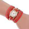 Wholesale Women's Quartz Winding Fashion Hand Woven Watch Alloy Case Imitation Leather Strap Round Dial