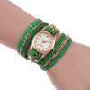 Wholesale Women's Quartz Winding Fashion Hand Woven Watch Alloy Case Imitation Leather Strap Round Dial