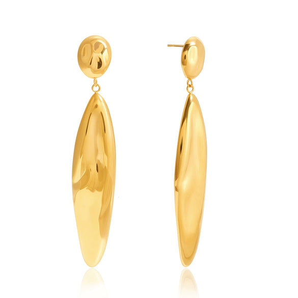 Wholesale Women's Quiet Classic Light Luxury Minimalist Geometric Drop Shape Hammered Electroplated Stainless Steel Pendant Earrings