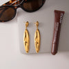 Wholesale Women's Quiet Classic Light Luxury Minimalist Geometric Drop Shape Hammered Electroplated Stainless Steel Pendant Earrings