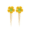 Wholesale Women's Raffia Flower Hand Knitted Tassel Earrings