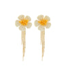 Wholesale Women's Raffia Flower Hand Knitted Tassel Earrings