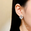 Wholesale Women's Real Gold Electroplated Diamondstudded Copper Earrings With Fourleaf Clover And Four Heart Shapes