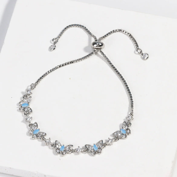 Wholesale Women's Real Gold Electroplated Zircon Bow Bracelet