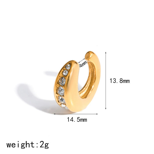 Wholesale Women's Real Gold Plated Stainless Steel Geometric Cshaped Ear Cuff Accessories