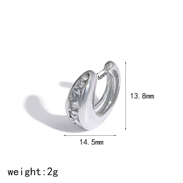 Wholesale Women's Real Gold Plated Stainless Steel Geometric Cshaped Ear Cuff Accessories