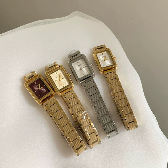 Wholesale Women's Rectangular Quartz Watch With Steel And Alloy Bands