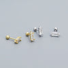Wholesale Women's Rectangular Zircon Screw Earrings In 925 Silver With Geometric Pattern And Electroplating Treatment