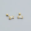 Wholesale Women's Rectangular Zircon Screw Earrings In 925 Silver With Geometric Pattern And Electroplating Treatment