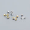 Wholesale Women's Rectangular Zircon Screw Earrings In 925 Silver With Geometric Pattern And Electroplating Treatment