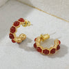 Wholesale Women's Red Agate And Copper Geometric Handmade Vintage Light Luxury Earrings