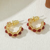 Wholesale Women's Red Agate And Copper Geometric Handmade Vintage Light Luxury Earrings