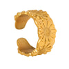 Wholesale Women's Relief Geometric Open Ring In Titanium Steel With 18K Gold Electroplated Non Fading Niche Design