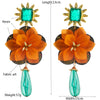 Wholesale Women's Resin Flower Pendant Earrings With Microinlay Creative Exaggerated Multilayer Design