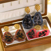 Wholesale Women's Resin Geometric Water Drop Pendant Leopard Earrings In Stainless Steel With 18K Vacuum Plating In Furnace