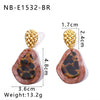 Wholesale Women's Resin Geometric Water Drop Pendant Leopard Earrings In Stainless Steel With 18K Vacuum Plating In Furnace