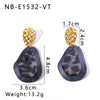Wholesale Women's Resin Geometric Water Drop Pendant Leopard Earrings In Stainless Steel With 18K Vacuum Plating In Furnace