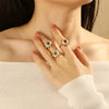 Wholesale Women's Resin Ring With Geometric Devil's Eye Design Electroplated