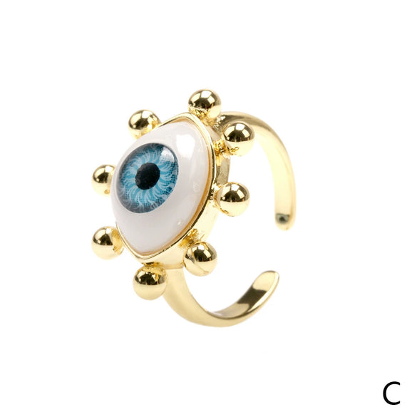Wholesale Women's Resin Ring With Geometric Devil's Eye Design Electroplated