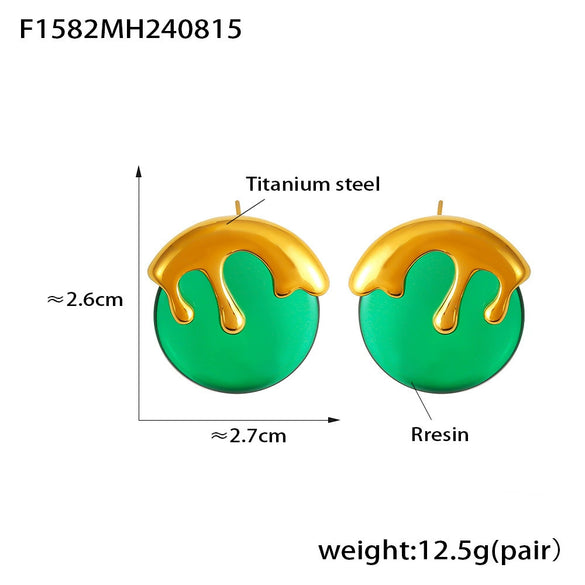 Wholesale Women's Resin Titanium Steel Geometric Earrings With Electroplating Treatment