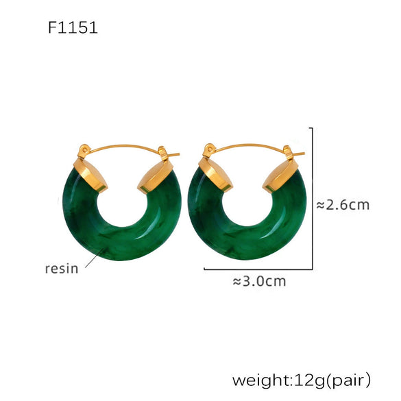 Wholesale Women's Resin Titanium Steel Geometric Earrings With Electroplating Treatment