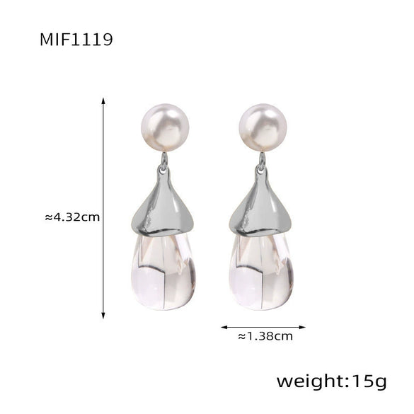 Wholesale Women's Resin Titanium Steel Geometric Earrings With Electroplating Treatment