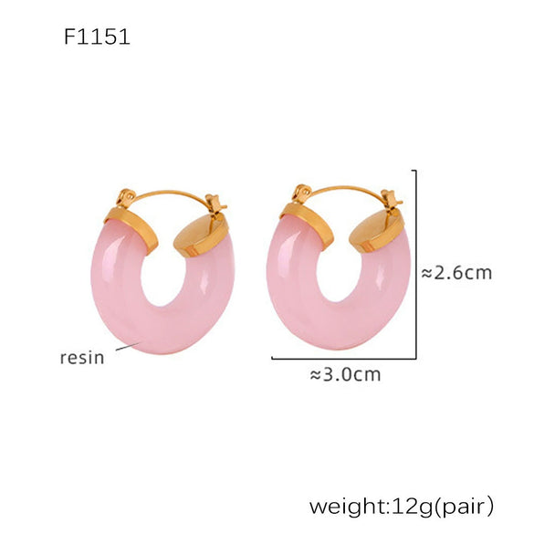 Wholesale Women's Resin Titanium Steel Geometric Earrings With Electroplating Treatment