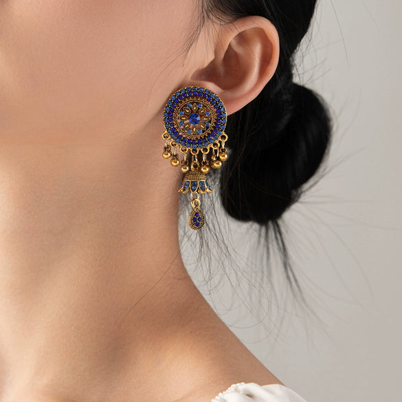Wholesale Women's Retro Alloy Geometric Bell Tassel Earrings With Electroplating